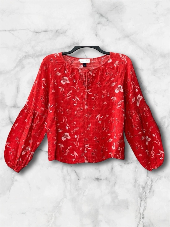 Universal Thread Tops - Universal Thread Red Floral Peasant Boho  Long Sleeve Top Blouse Size XS